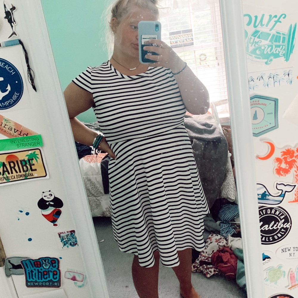 Charming Charlie’s Striped Dress W/ Cutout in Back